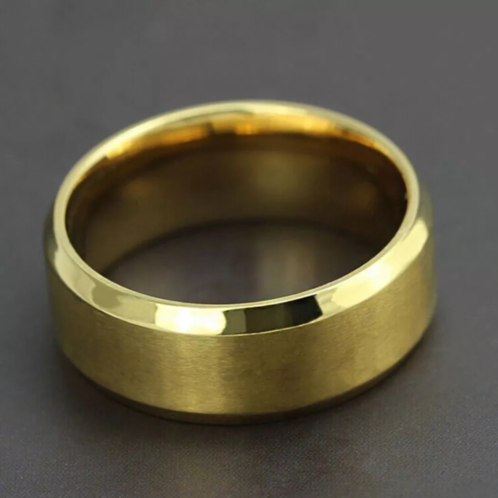 Gold Titanium Stainless Steel Men's Band Ring sz 9 - Picture 3 of 3